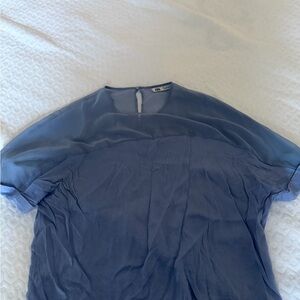 Zara Blue Gradient Short Sleeve Blouse